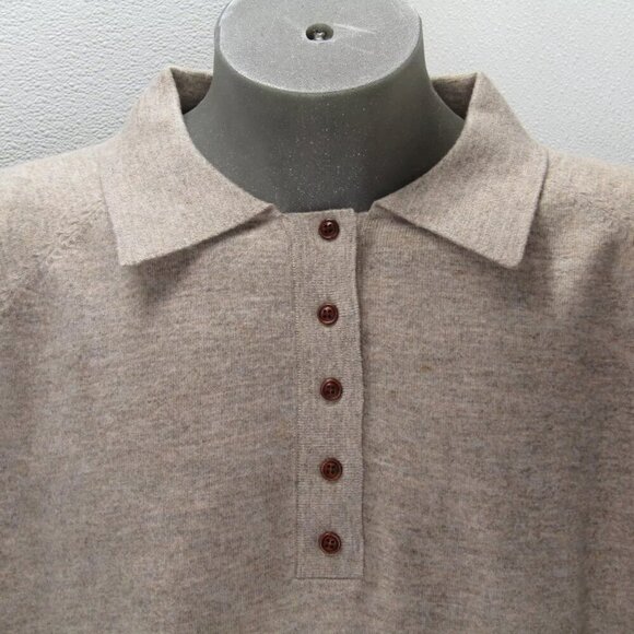NEW FOUND Sweater Light Brown Hay Collared Knit Henley Raglan Sleeves Size L - Picture 2 of 9